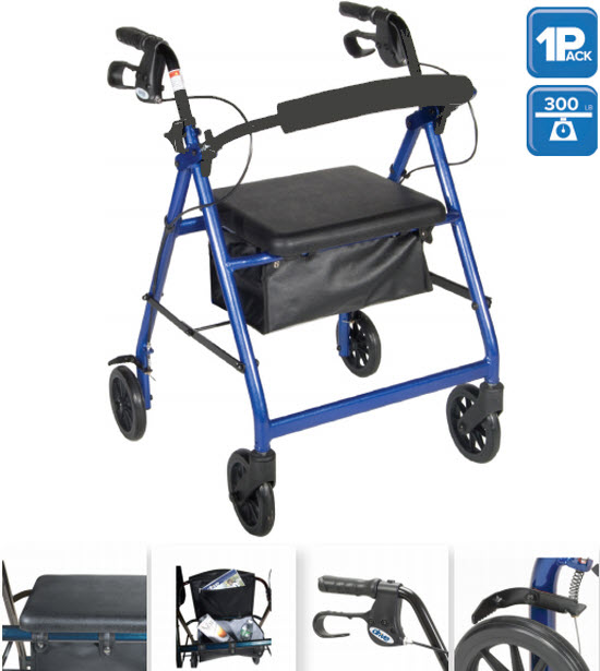 Aluminum Rollator with Fold Up Back Support Rollators