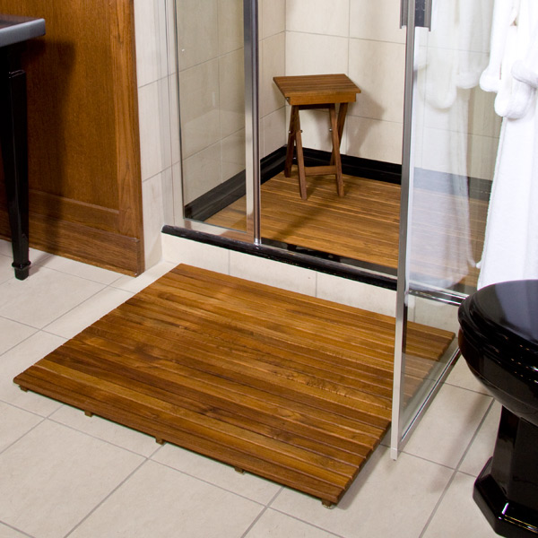 Large Wood Finish Teak Bath Mats FREE Shipping