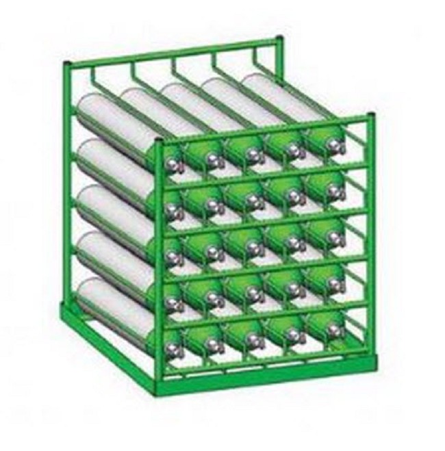 Horizontal 24 D/E Oxygen Cylinder Rack with Door