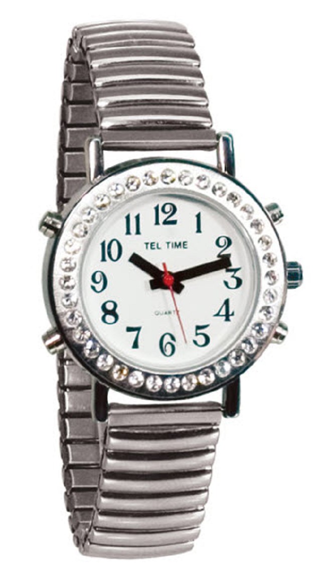 Fashion Talking Watch with Rhinestone Bezel