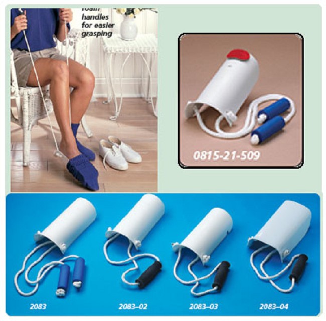 Pediatric and Adult Sock and Stocking Aid with BuiltUp Foam Handles