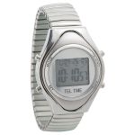 Mens Chrome Talking Calendar Watch with Calendar Display-Expansion Band