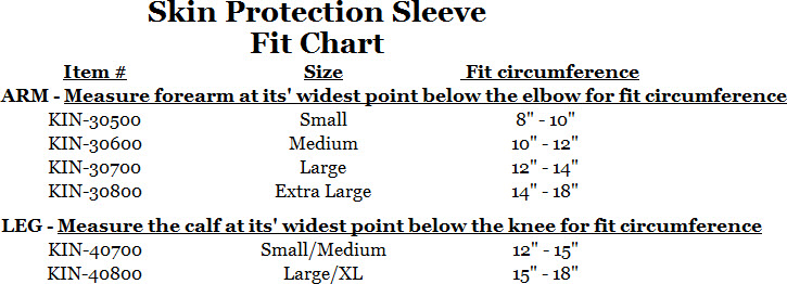 Skins Calf Size Chart