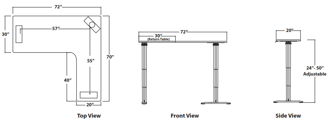 Vox Height Adjustable L Shape Perfect Corner Desks