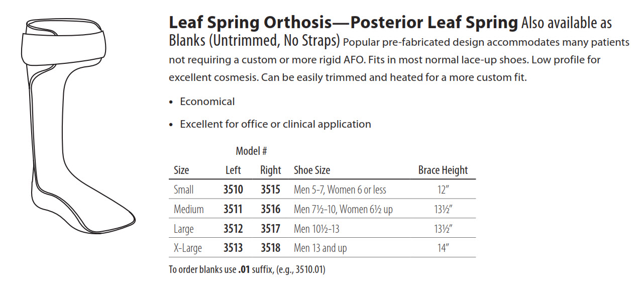 Posterior Leaf Spring Low Profile Orthosis