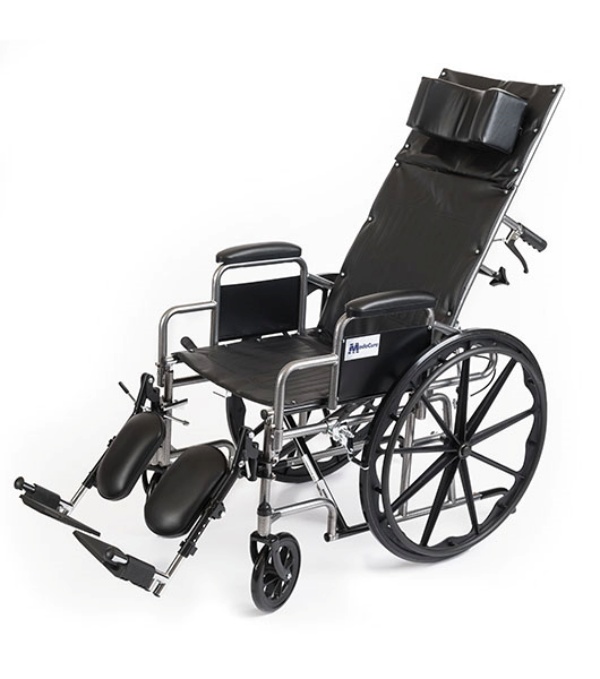 Foldable Reclining Manual Wheelchair with Neck Support by Medacure