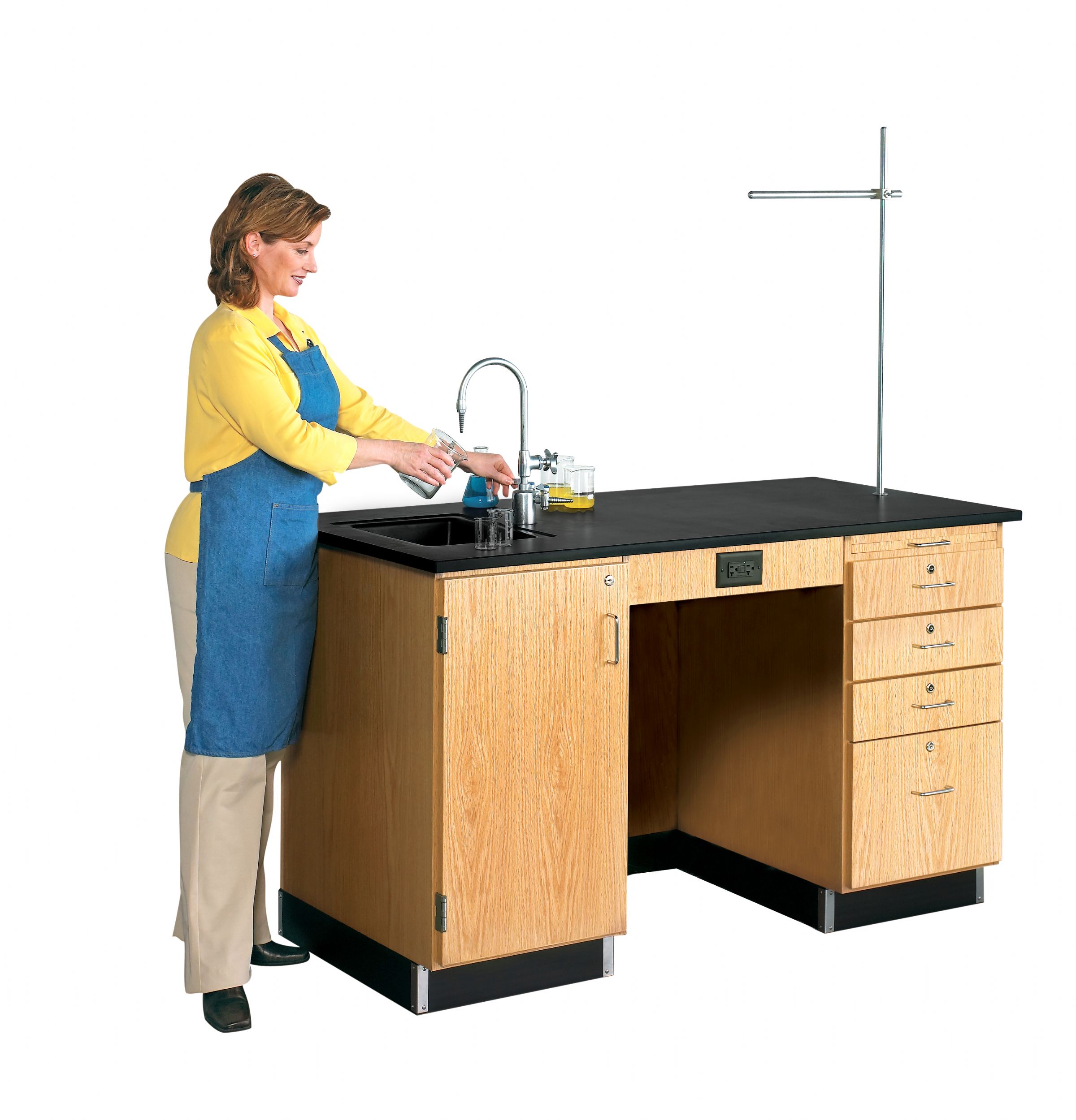 Laboratory Desk for Instructors and Classrooms, Oak & Hardwood Construction, Complete