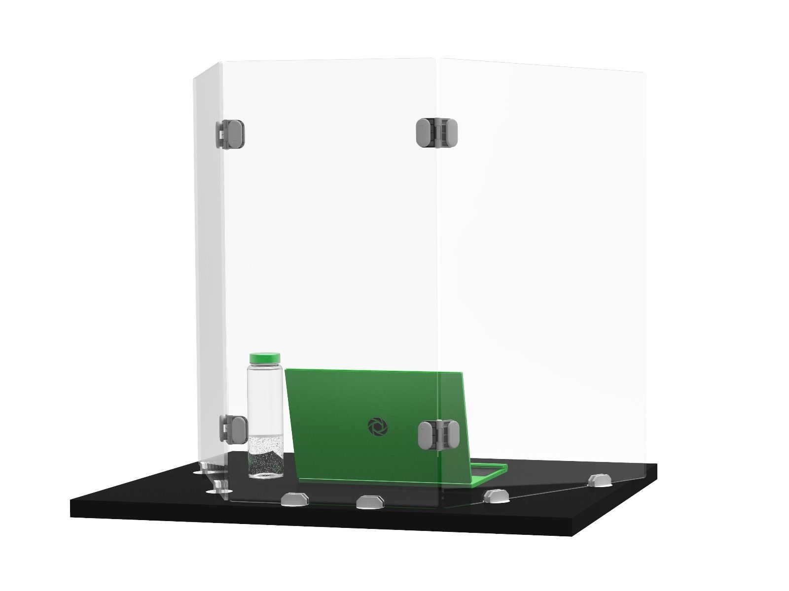 Freestanding Trifold Desk Shield Sneeze Guard by Luxor