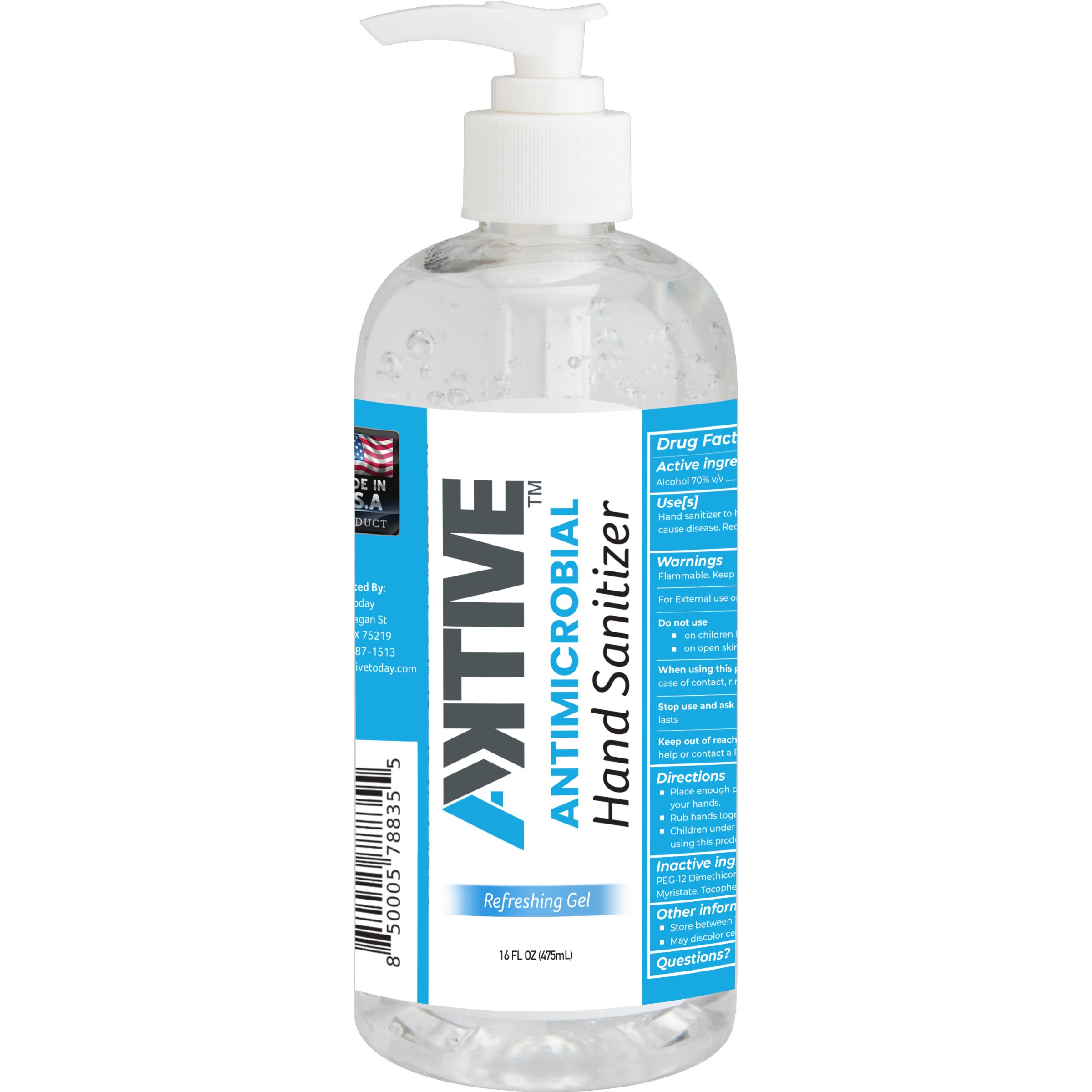 AKTIVE 70% Hand Sanitizer 4oz and 16oz bottles with Aloe ...