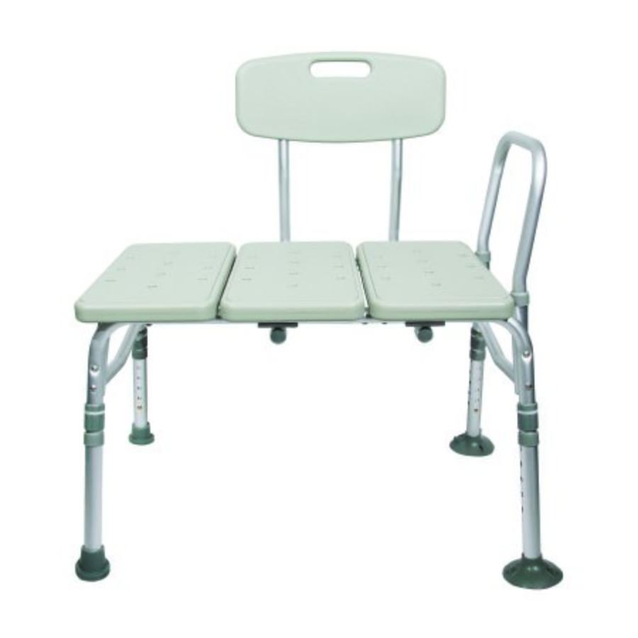 McKesson Transfer Bench with Back and Removable Arm Rail Aluminum