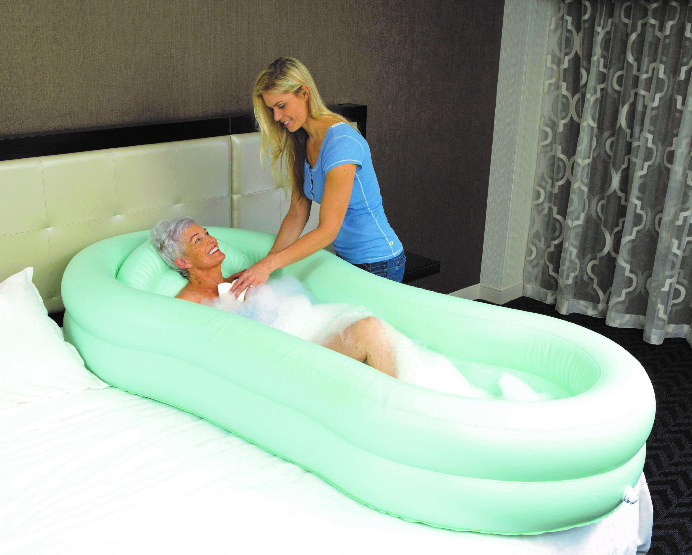 Ez Bathe Inflatable Washing Basin, Inflatable Shower Curtain