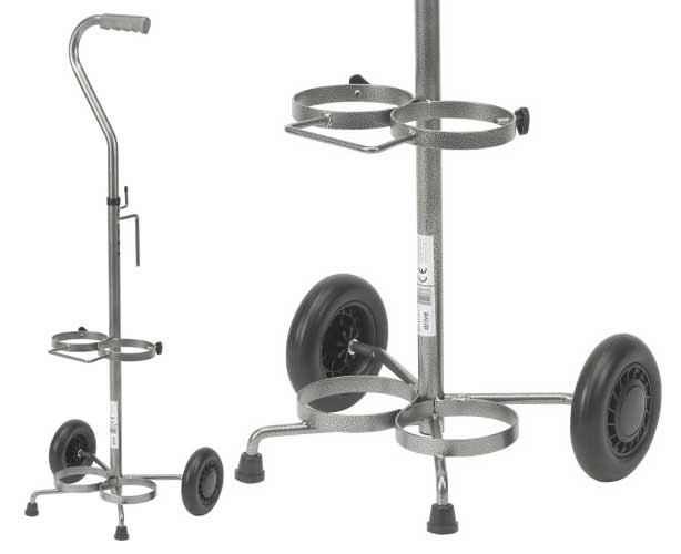 Drive Medical Dual Oxygen Cart with Adjustable Handle Height
