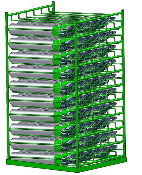 Horizontal D/E Oxygen Cylinder Rack - FREE Shipping