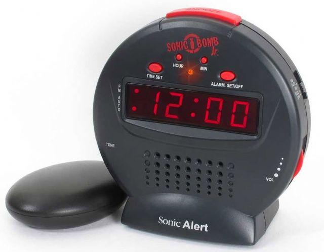 Sonic Alert Sonic Boom SA-SBP100 Sonic Bomb Travel Alarm Clock w/ Bed Shaker 
