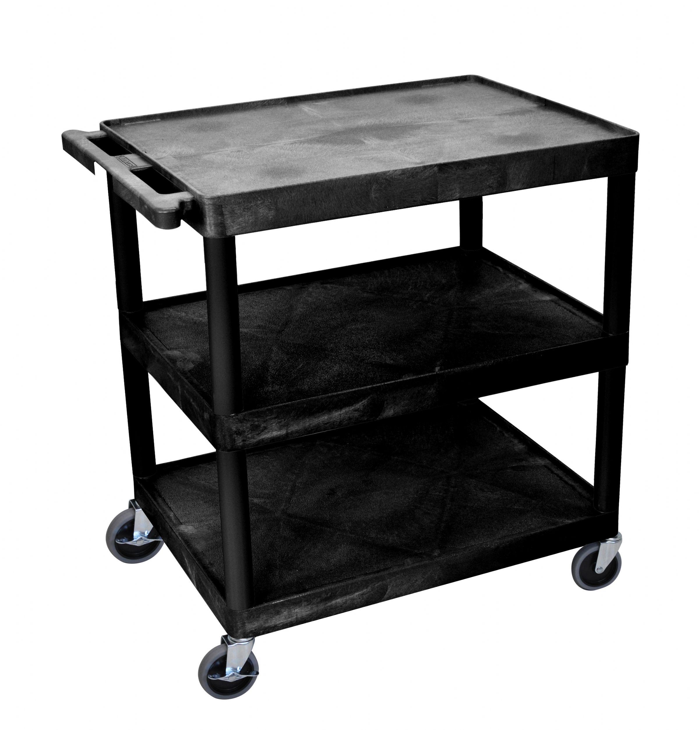 Luxor Black Three Shelf Utility Cart FREE Shipping
