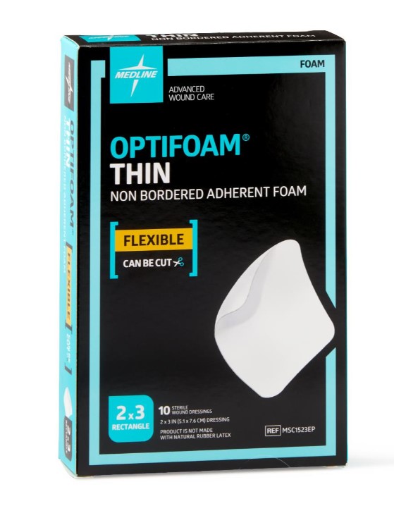 Optifoam Thin Adhesive Foam Dressings - 2" x 3" Box of 10