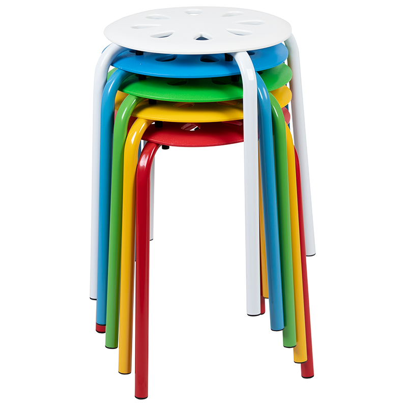 Flash Furniture Tall Multi Color Plastic Nesting Stools Set of 5