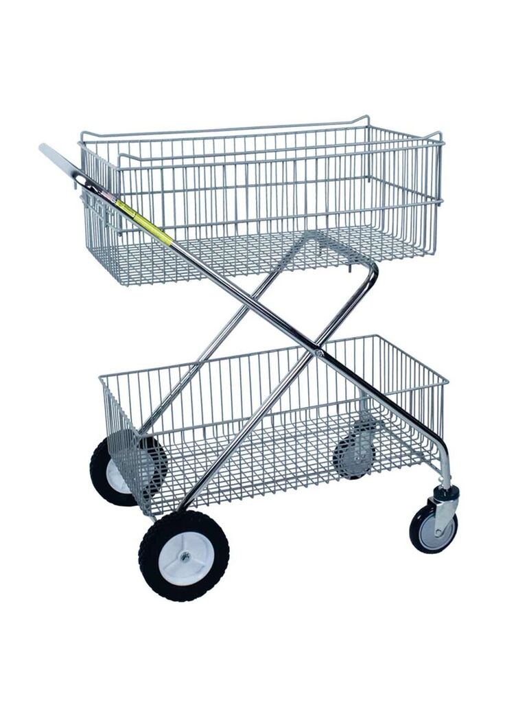 Deluxe two level wire utility push cart free shipping
