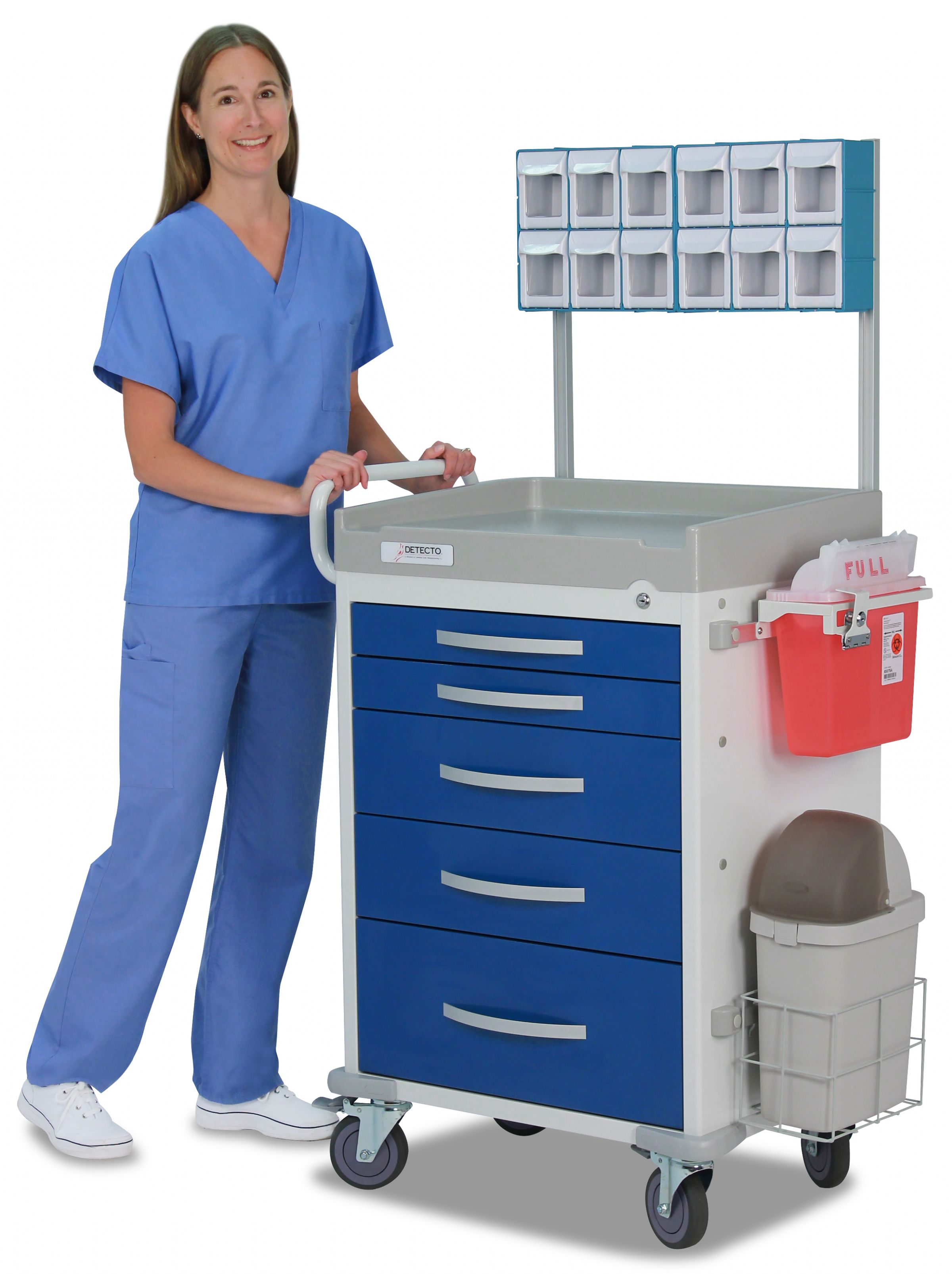 Detecto Rescue Series General Purpose Medical Cart with 5 White Drawers