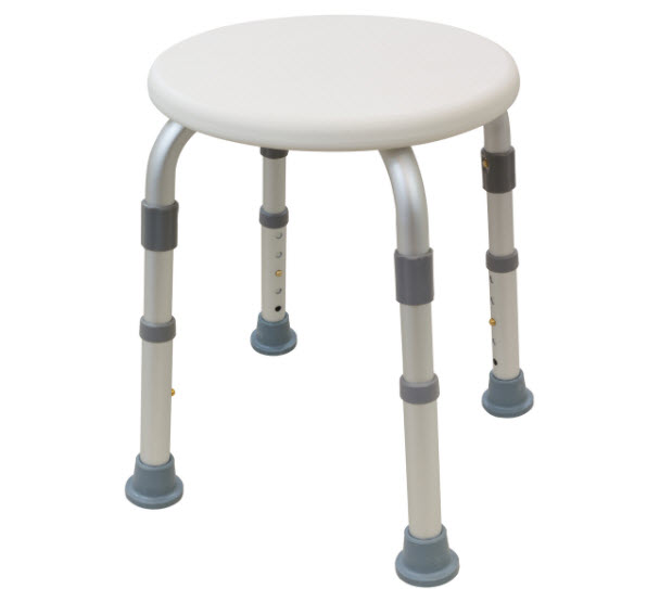 Height Adjustable Round Shower Stool with Slip Resistant Feet