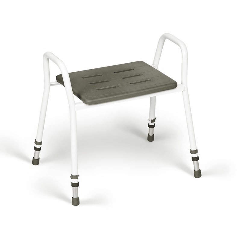 HeightAdjustable Steel Shower Stool with Armrests