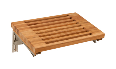 Teak Wall Mounted Fold Down Shower Bench With Slats