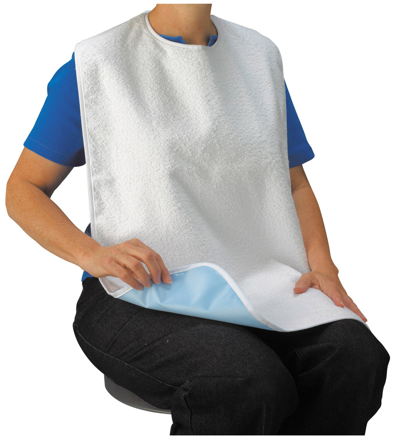 Adult Mealtime Terry Bib with Liner - FREE Shipping