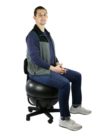 CanDo Metal Mobile Ball Stabilizer Chair without Arms, Black