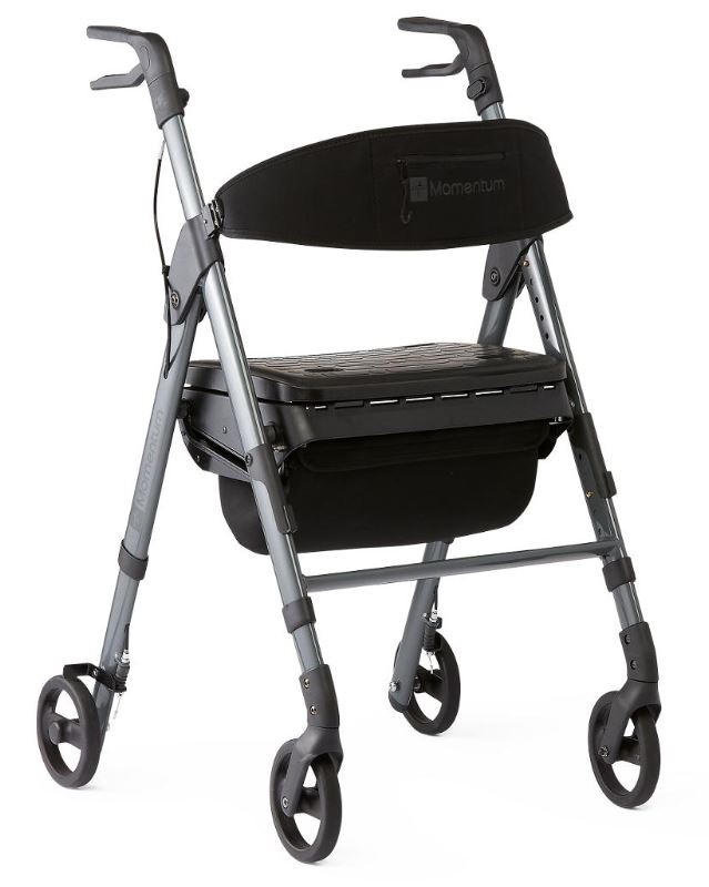 HeightAdjustable Momentum Rollator with Seat