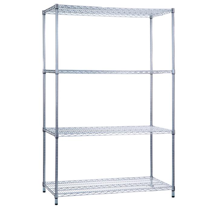 Wire Shelf Linen Cart & Shelving Unit, 4Shelf, ChromePlated, 2000lb