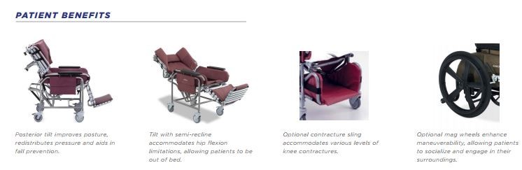 Broda Centrický polohovací invalidní vozík (30VT) pro dlouhodobou péči Obrázek