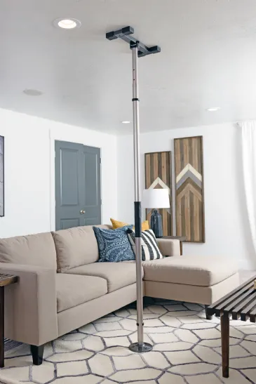 Security Pole with Curved Grab Bar and Attachments