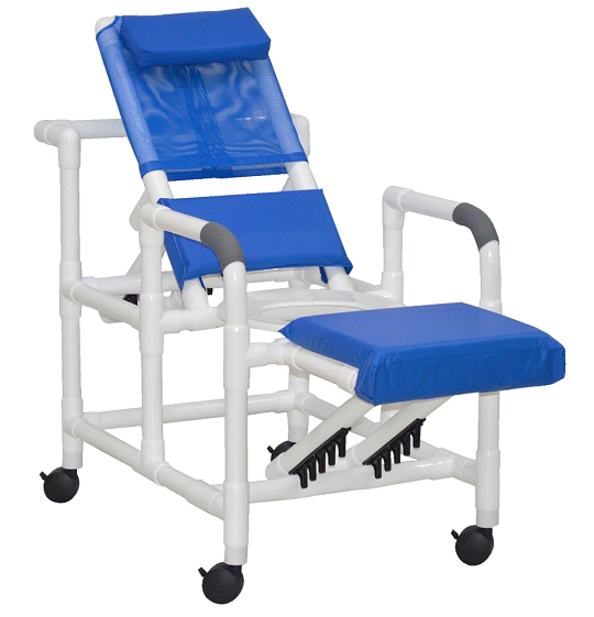 Reclining Shower Chair with Deluxe Elongated Open Front Seat and