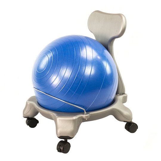 Aeromat Gray Yoga Ball Chair With Back Support - Exercise Ball Chair For Office And Home Height Adjustable, Balance Ball Chair, Bouncy Chair Adult, Ergonomic Ball Office Chair, Sitting Ball For