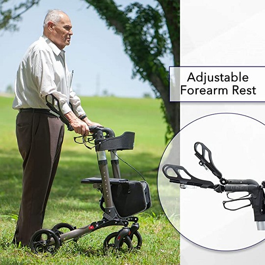 Upright Rollator / Rollator Walker with Seat and Forearm Supports