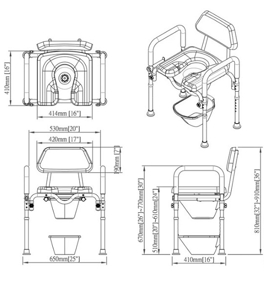 Dignity ThreeinOne Commode Chair by Platinum Health