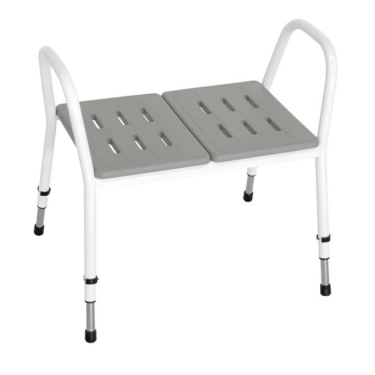 HeightAdjustable Steel Shower Stool with Armrests