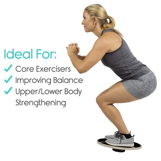 Wooden Balance Disc Wobble Board by Vive Health