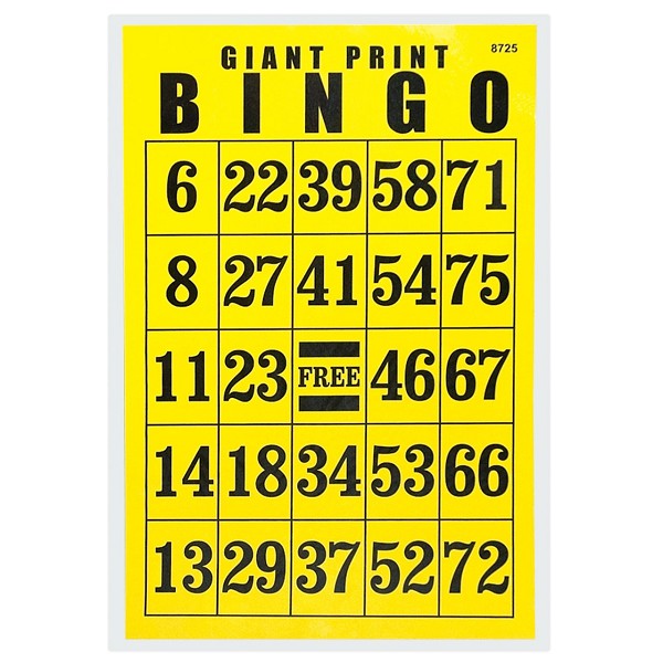 Jumbo Large Print Bingo Cards On Sale Free Shipping
