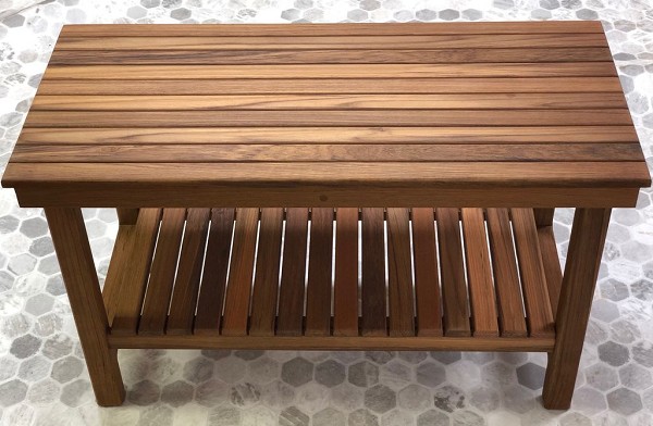 Deluxe Teak Shower Bench With Shelf Free Shipping