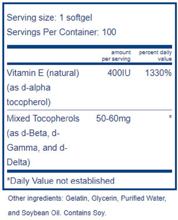 Natural Vitamin E with Mixed Tocopherols