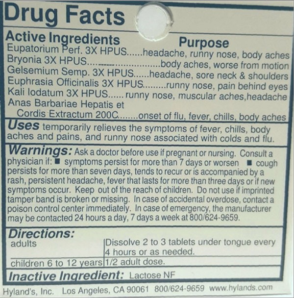 Hyland's Homeopathic Flu Tablets (60 Tablets)