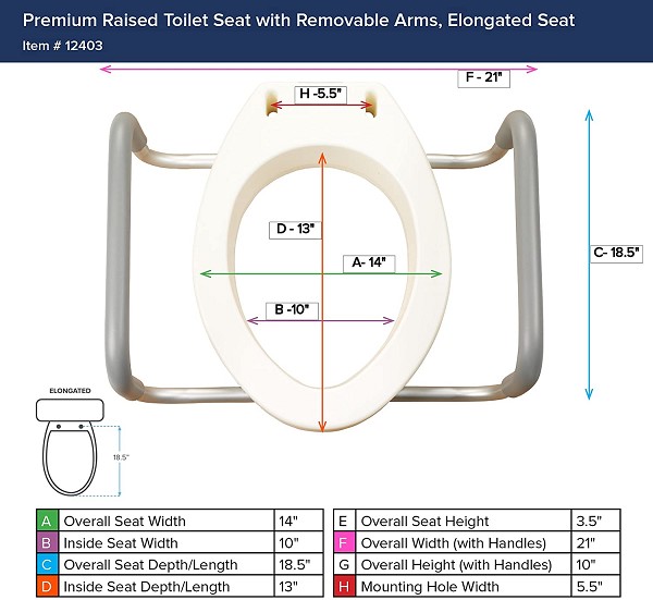 Drive Medical Premium Toilet Seat Riser with Removable Arms