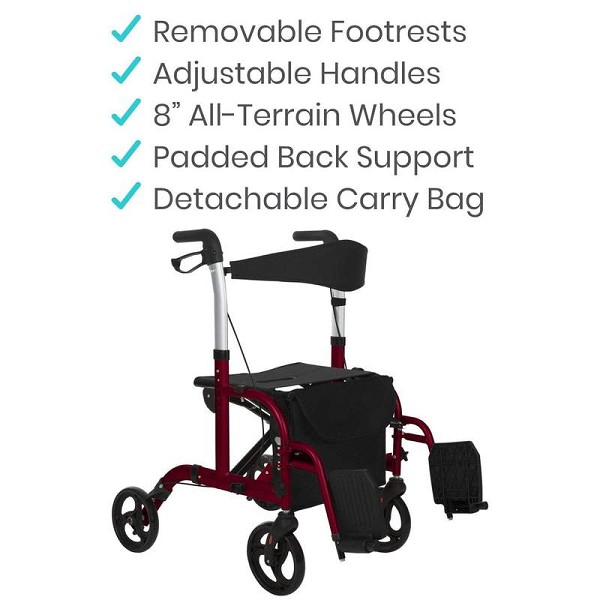 Hybrid Rollator Wheelchair by Vive Health