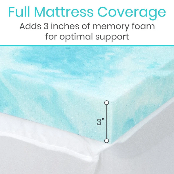 3in Cooling Gel Memory Foam Mattress Topper by Vive Health