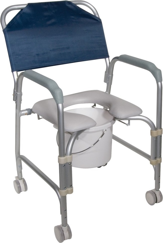 Drive Medical Aluminum Shower Commode Chair With Casters
