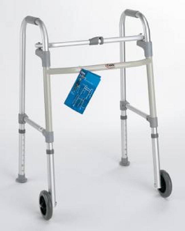 Single Button Wheeled Walker with Glides