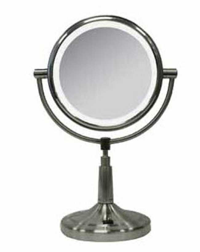 LED Illuminated Stand Mirror with Magnification for Low Vision