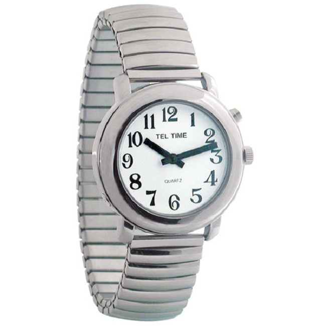 Unisex Chrome Talking Watch with Chrome Expansion Band