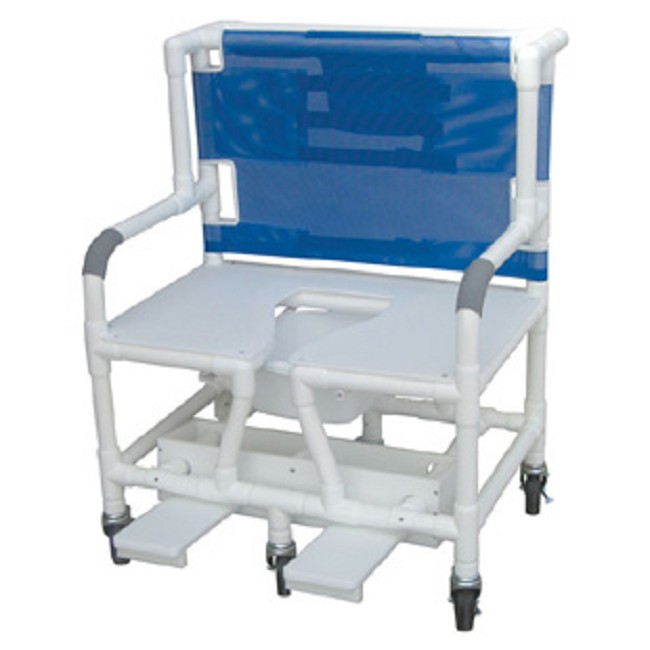 Bariatric Shower Commode Chair with Sliding SelfStoring Footrest